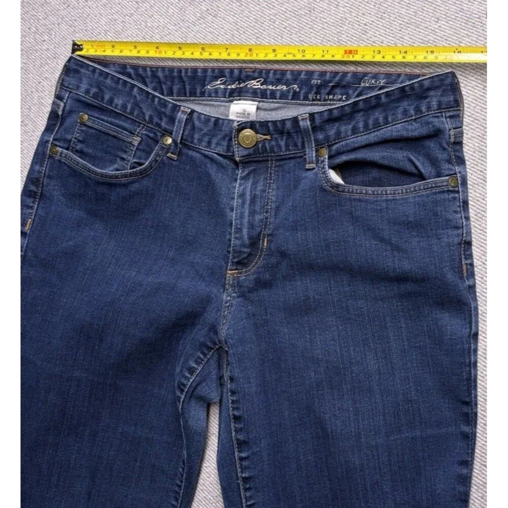 Eddie Bauer Curvy Bootcut Jeans Size 12L Medium Wash Blue Denim Stretch Long